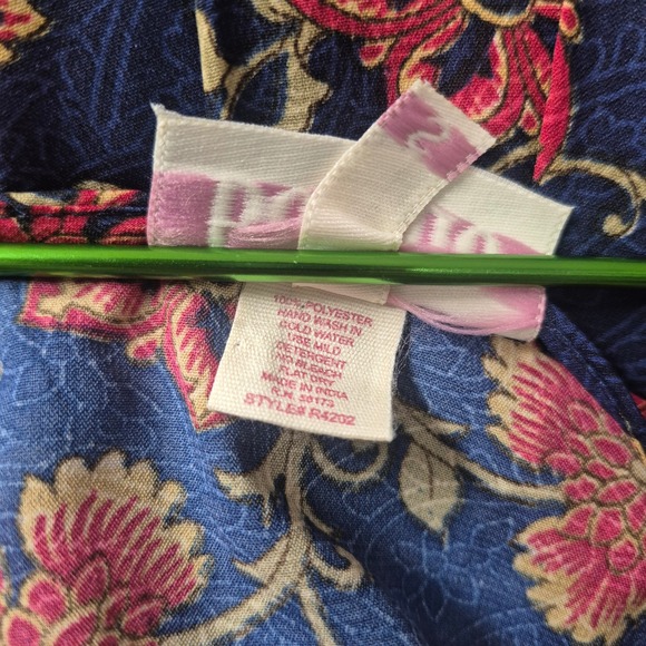 Boemo Floral Maxi Dress Navy Pink Lace Up V-Neck Tiered Boho Style R4202 Small - Picture 8 of 8